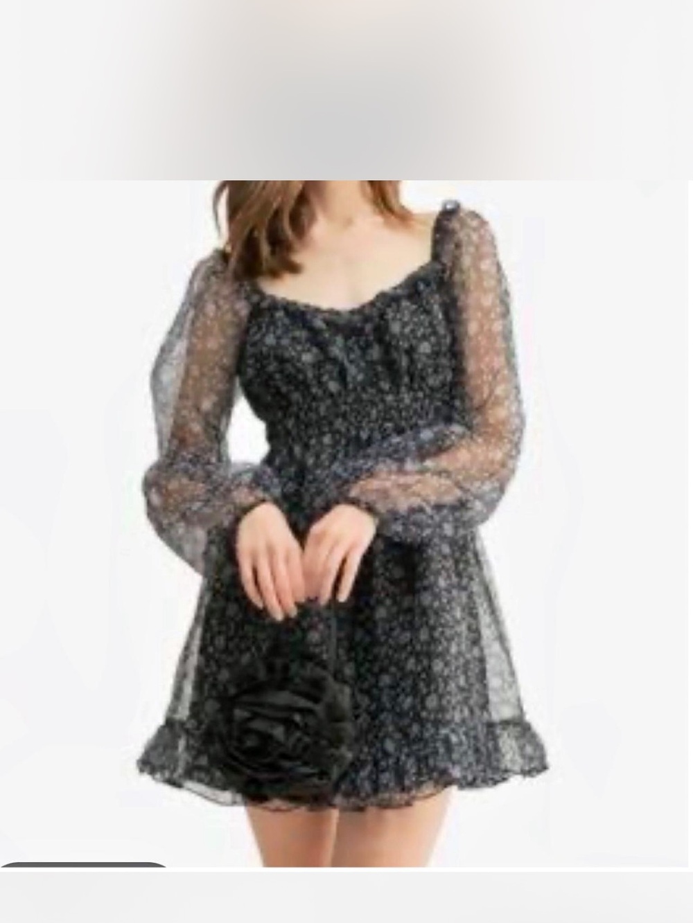 All in Favor Black & Blue Floral Ruffle Mini Dress  size M – Whimsigoth /Coquet